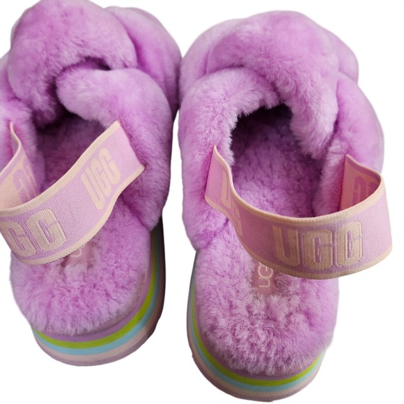 UGG Disco Knot Slide Purple Sky Pink Rainbow Platform Sandals 1120960 Sz 9 - Picture 4 of 10